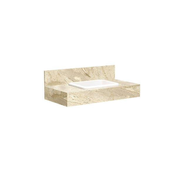 Encontraproduto.com.br - Bancada Com Cuba Embutida Pró 60  Travertino Blu