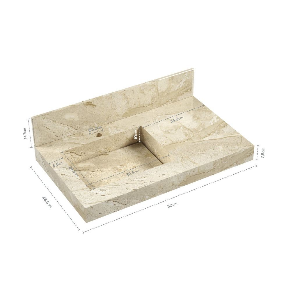 Encontraproduto.com.br - Lavatório Com Cuba Esculpida 80 Travertino Blu