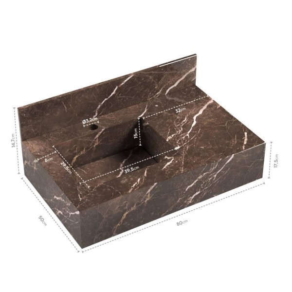 Encontraproduto.com.br - Bancada com Cuba Esculpida Blu Max Trufa 80cm