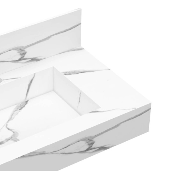Encontraproduto.com.br - Bancada Em Porcelanato Para Banheiro 60cm Pró Com Cuba Esculpida Blu Lavatórios Calacata