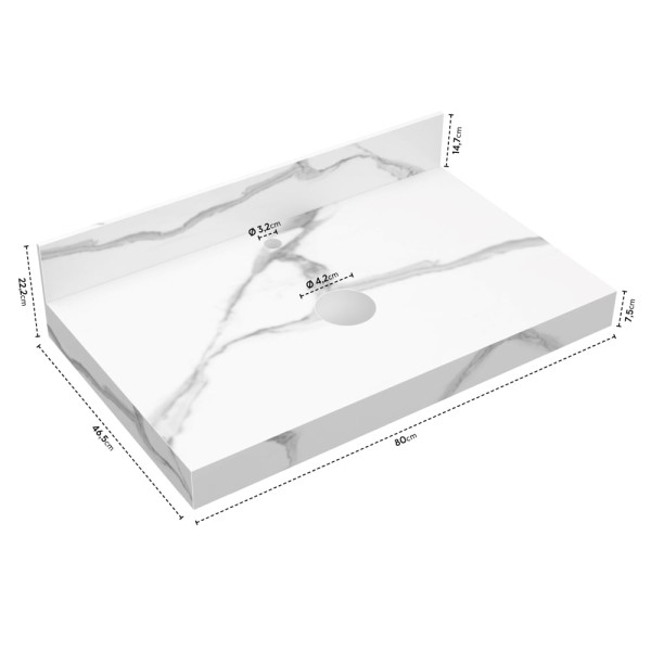 Encontraproduto.com.br - Lavatório Para Cuba De Apoio 80 Calacata Blu