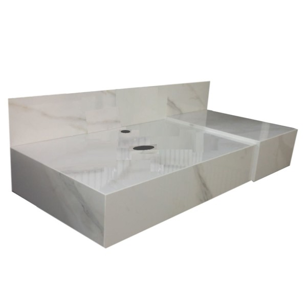 Bancada Ripy 100Cm Para Cuba De Apoio Calacata Blu