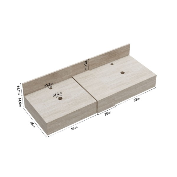 Encontraproduto.com.br - Bancada Ripy 120 Cm Para Cuba De Apoio Travertino Blu Lavatorios