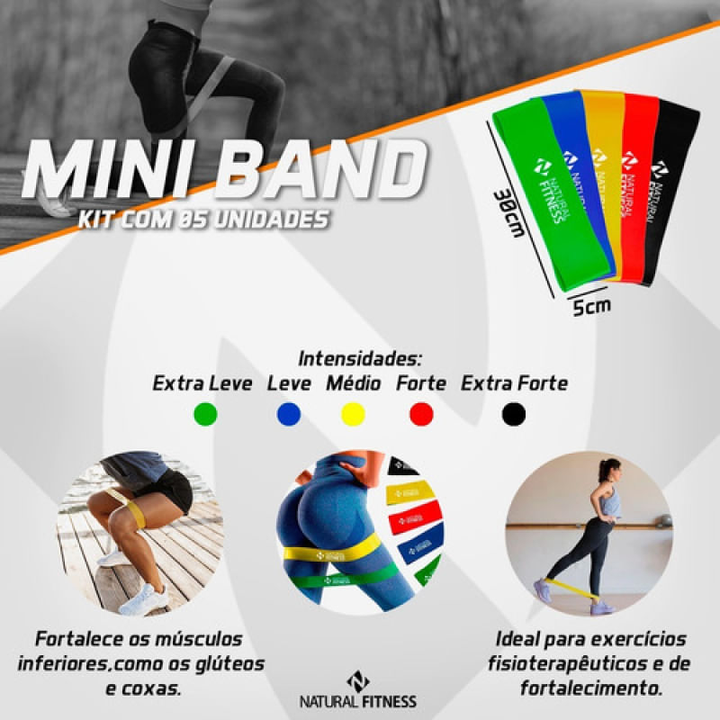 Encontraproduto.com.br - Kit 5 Elásticos Mini Band Faixa De Exercícios