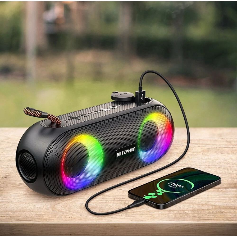 Encontraproduto.com.br - Caixa De Som Bluetooth Blitzwolf Bw-x11 20w Rgb Ipx6 Powerbank Tf Card