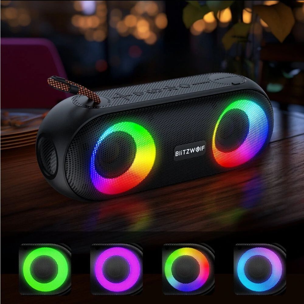Encontraproduto.com.br - Caixa De Som Bluetooth Blitzwolf Bw-x11 20w Rgb Ipx6 Powerbank Tf Card
