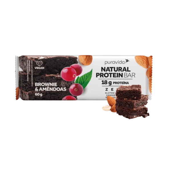 Encontraproduto.com.br - Barra de Proteína Natural Protein Bar Puravida Brownie e Amêndoas 60g
