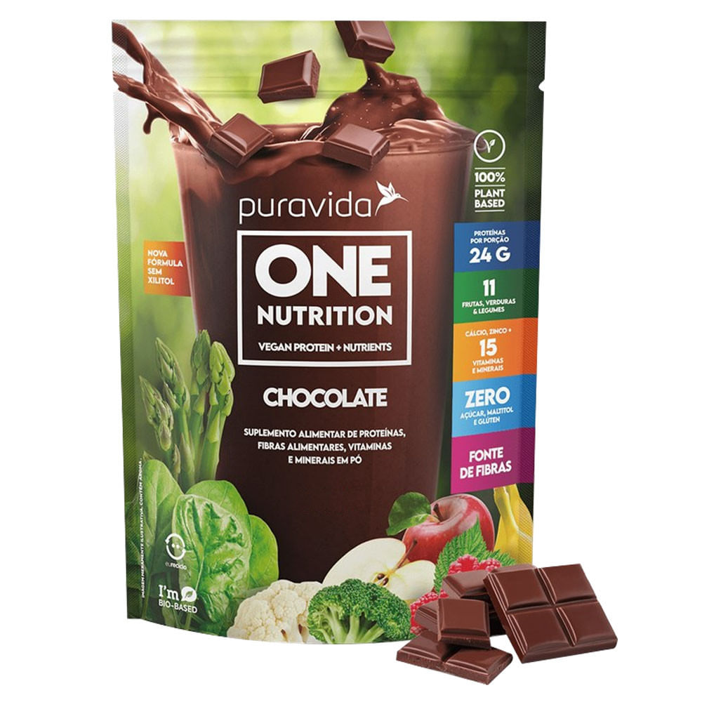 Encontraproduto.com.br - Puravida One Nutrition Proteína Vegetal de Chocolate - 900g