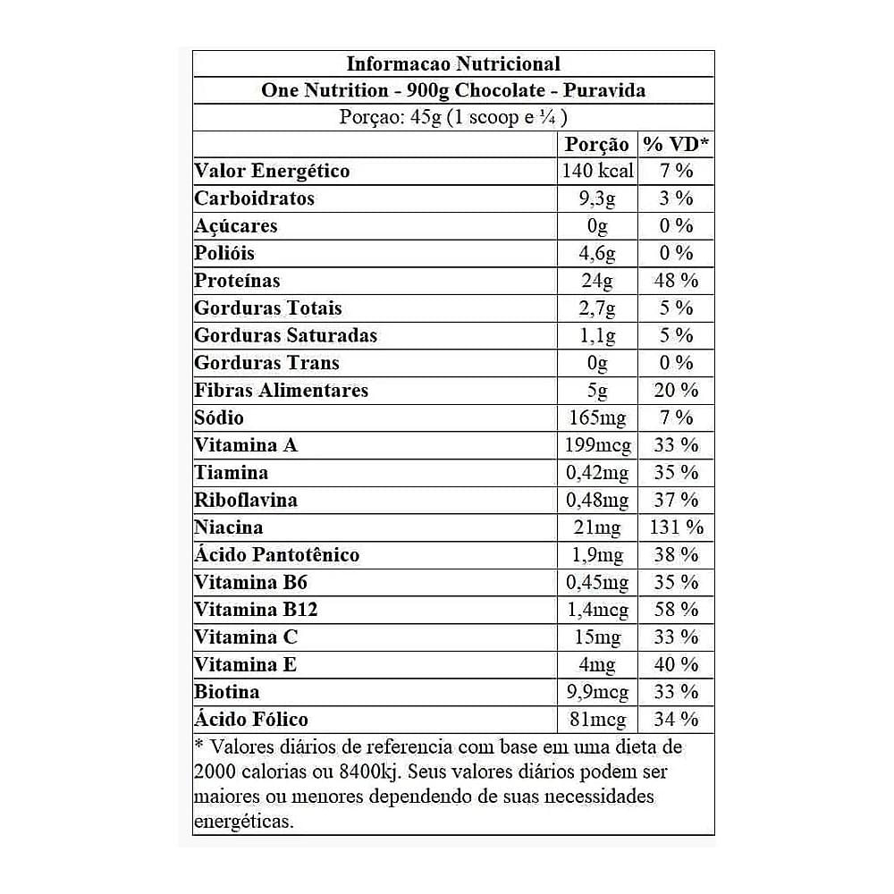 Encontraproduto.com.br - Puravida One Nutrition Proteína Vegetal de Chocolate - 900g