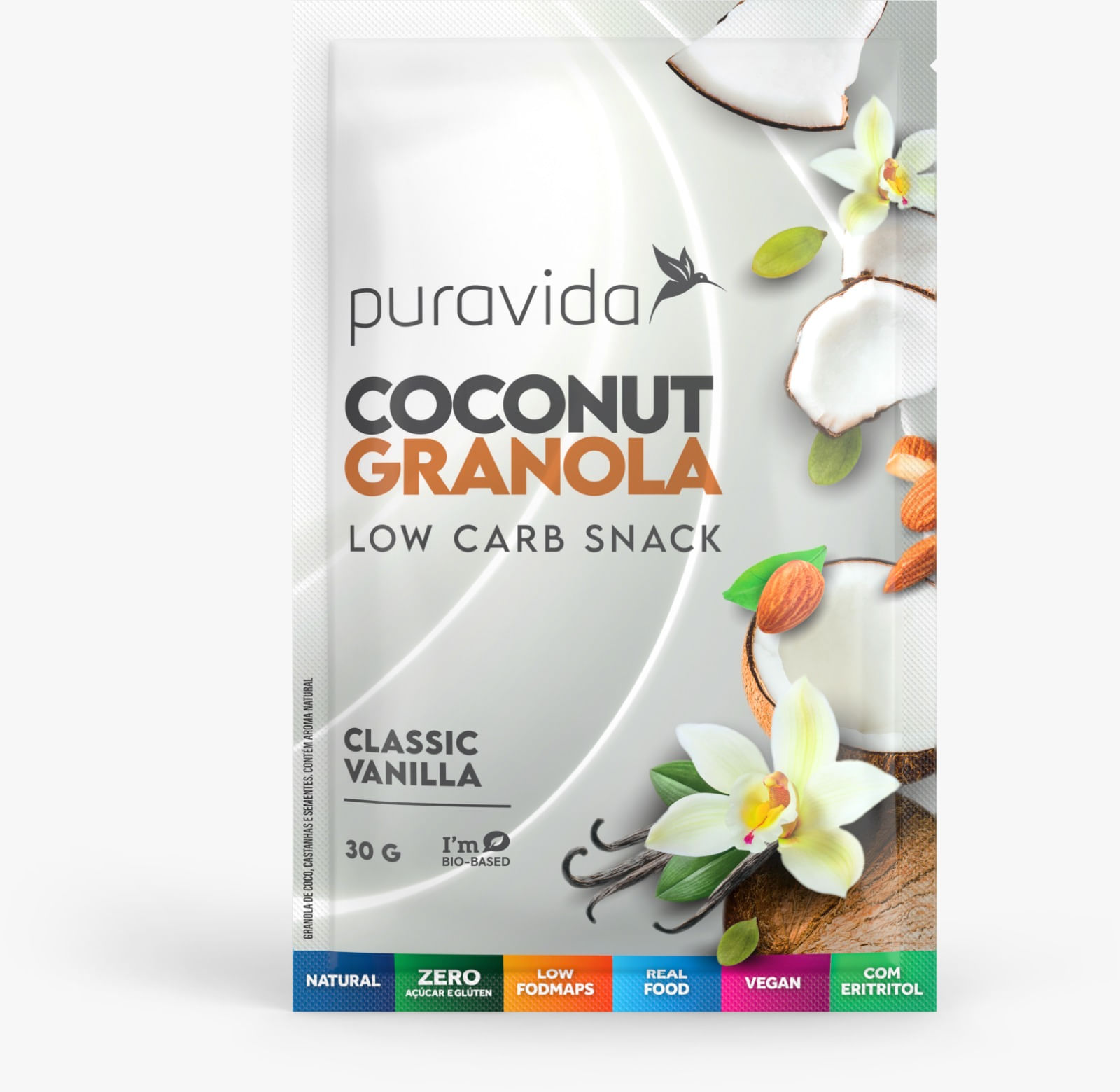 Coconut Granola Low Carb Snack Classic Vanilla 30g PuraVida