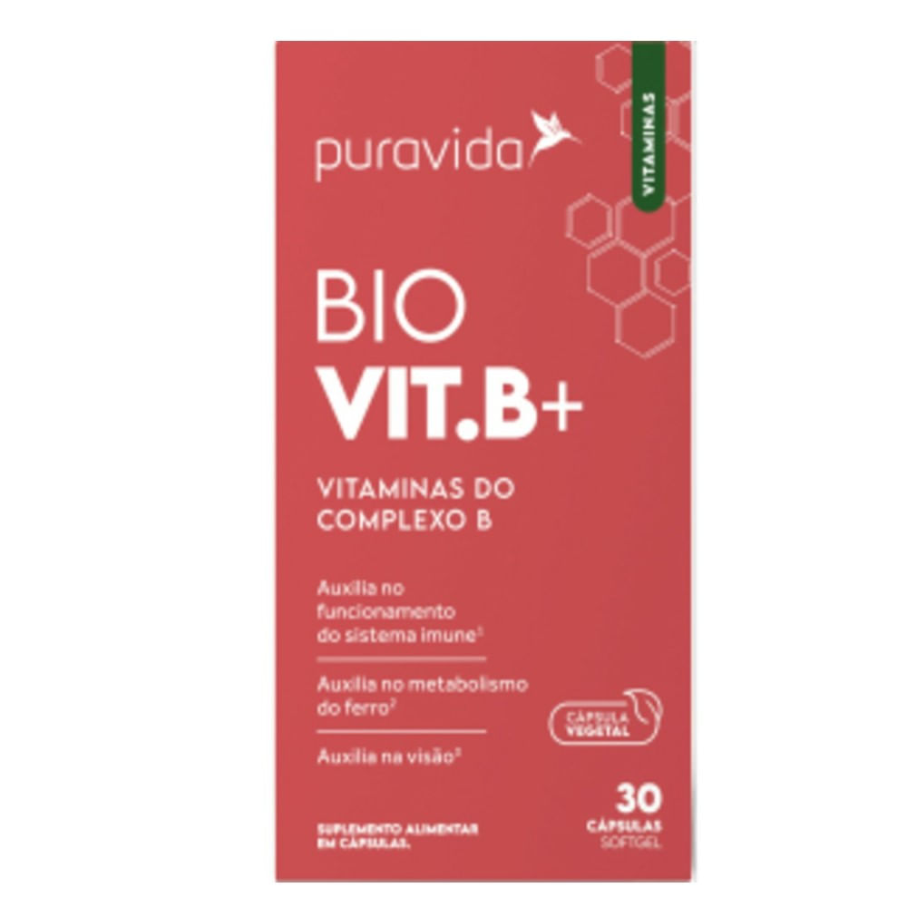 Encontraproduto.com.br - Vitamina Complexo B Puravida Bio Vit.B+ 30 Cápsulas Softgel
