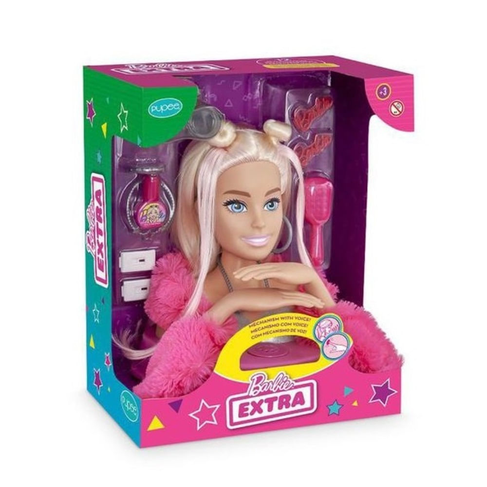Encontraproduto.com.br - Barbie Styling Head Extra com Frases - 1290 PUPEE BRINQUEDOS