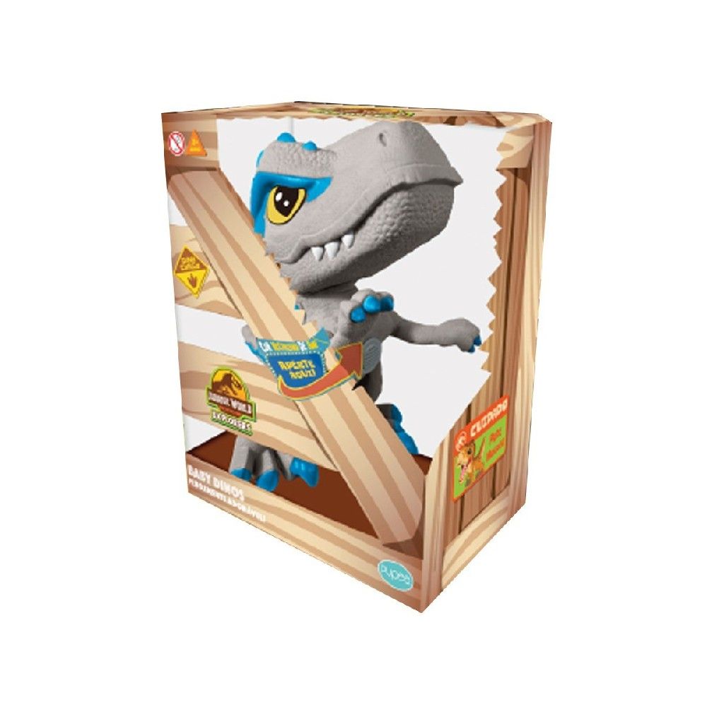 Boneco Baby Dino Cinza e Azul com Mecanismo Pupee 1480