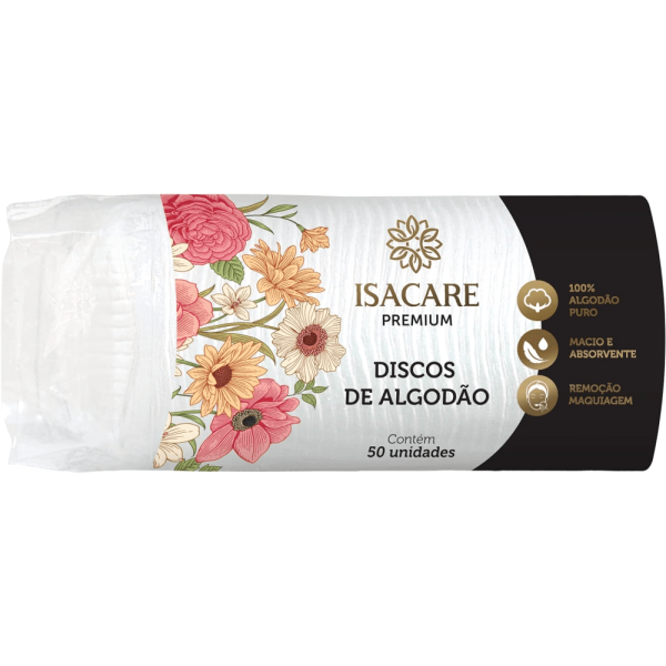 Encontraproduto.com.br - Algodão Disco, Branco, Isacare, 50 unidades