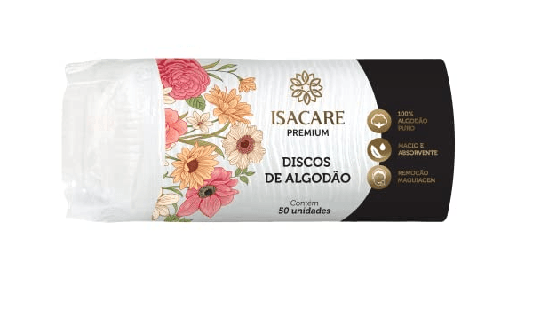 Encontraproduto.com.br - Algodão Disco, Branco, Isacare, 50 unidades