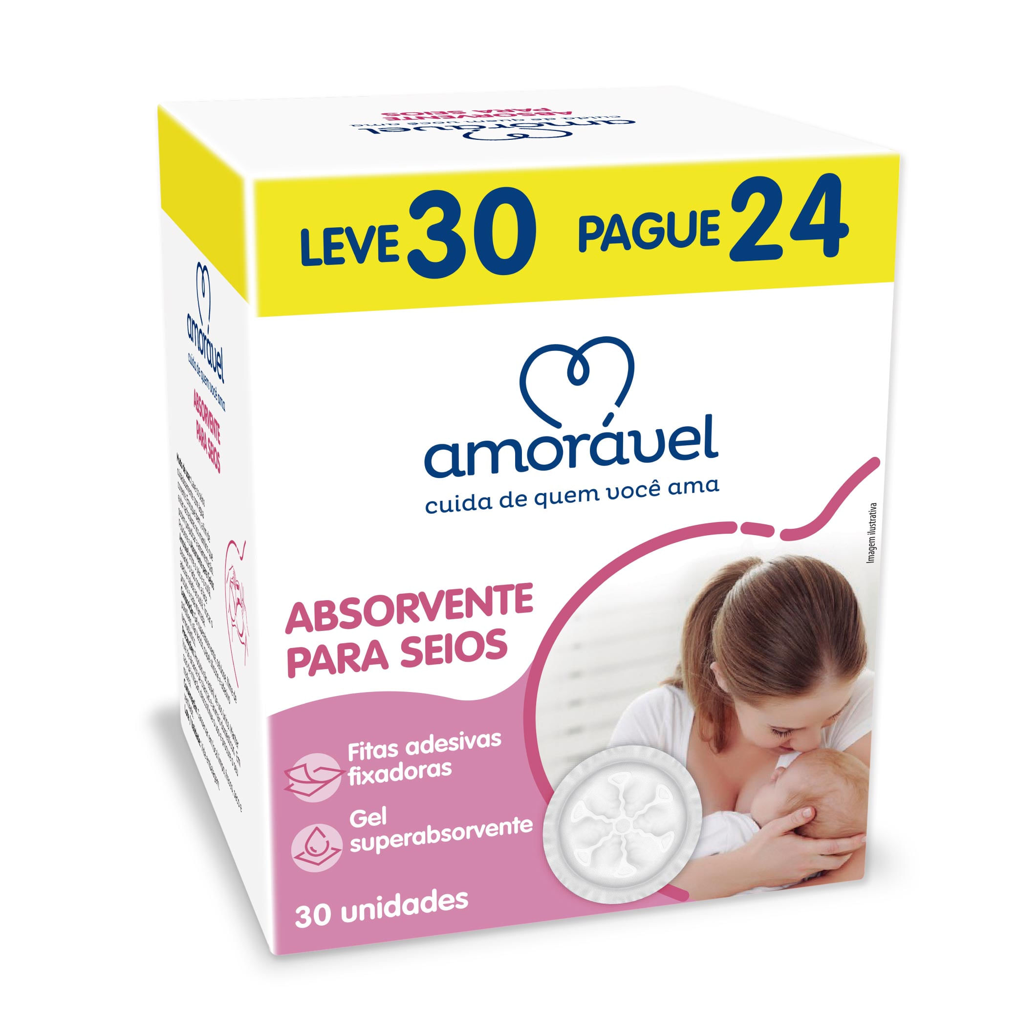 Encontraproduto.com.br - Absorvente para Seios Amorável leve 30 pague 24 Unidades.
