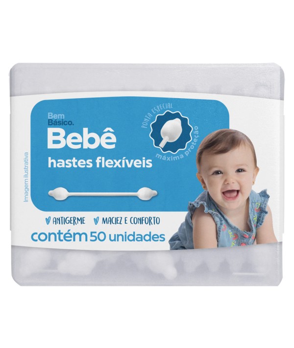 Encontraproduto.com.br - Haste Flexivel Bem Basico Bebe 50 Unid