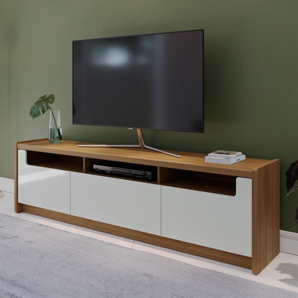 Encontraproduto.com.br - Rack para TV até 75 Polegadas Oslo 3 PT Freijó e Off White 185 cm