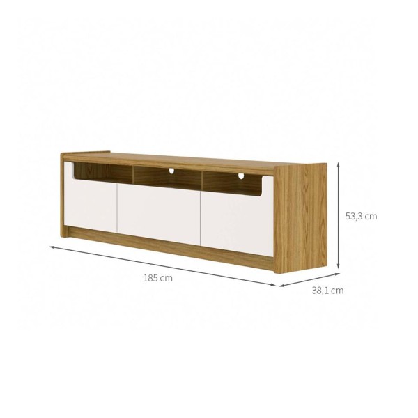 Encontraproduto.com.br - Rack para TV até 75 Polegadas Oslo 3 PT Freijó e Off White 185 cm