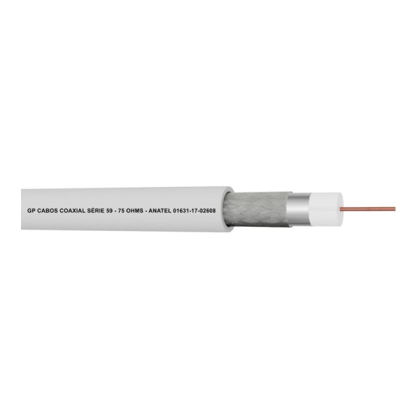 Encontraproduto.com.br - Cabo Coaxial 75 Ohms Rgc-59 Preto 97% Malha Aluminizada Rolo Com 100 Metros Gp Cabos