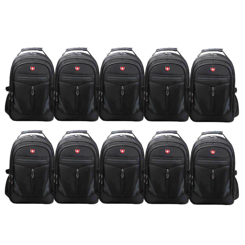 Kit 10 Mochilas Executiva para Notebook Boavista Swiss Move - Preto