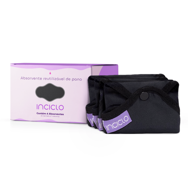 Encontraproduto.com.br - Kit Absorventes Reutilizáveis Inciclo (3 normais e 1 noturno)