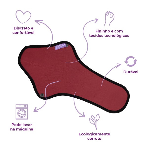 Encontraproduto.com.br - Kit Absorventes Reutilizáveis Inciclo (3 normais e 1 noturno)