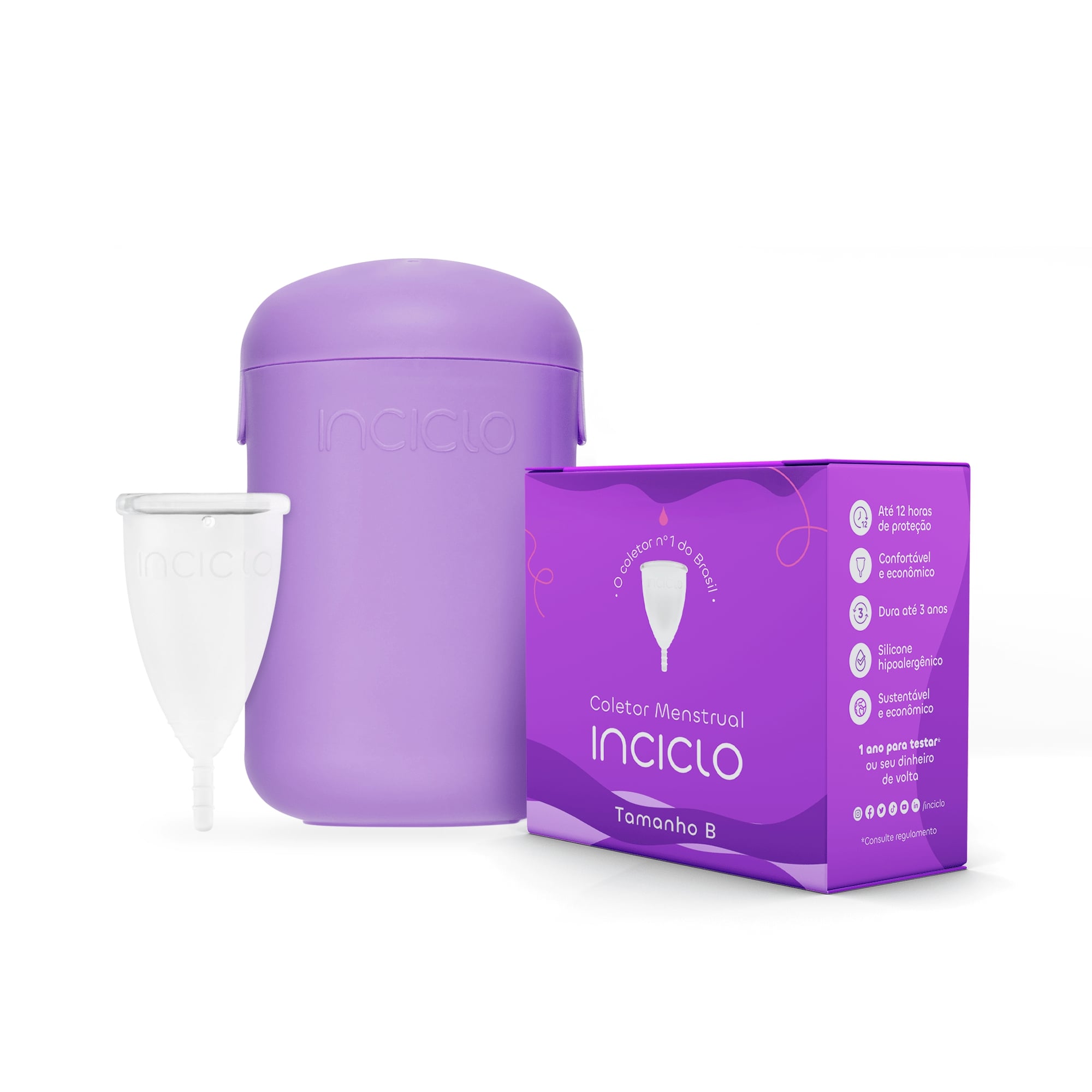 Encontraproduto.com.br - Kit Coletor Menstrual Inciclo + Cápsula Esterilizadora Teen (até 19 anos e sem filhos)