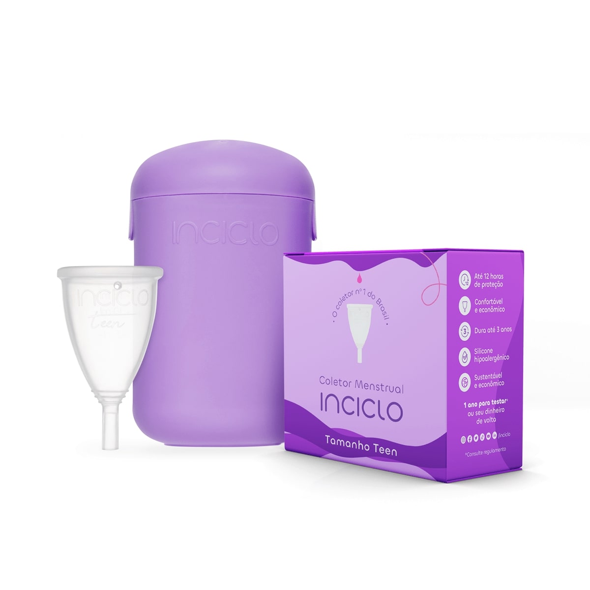 Encontraproduto.com.br - Kit Coletor Menstrual Inciclo + Cápsula Esterilizadora Teen (até 19 anos e sem filhos)