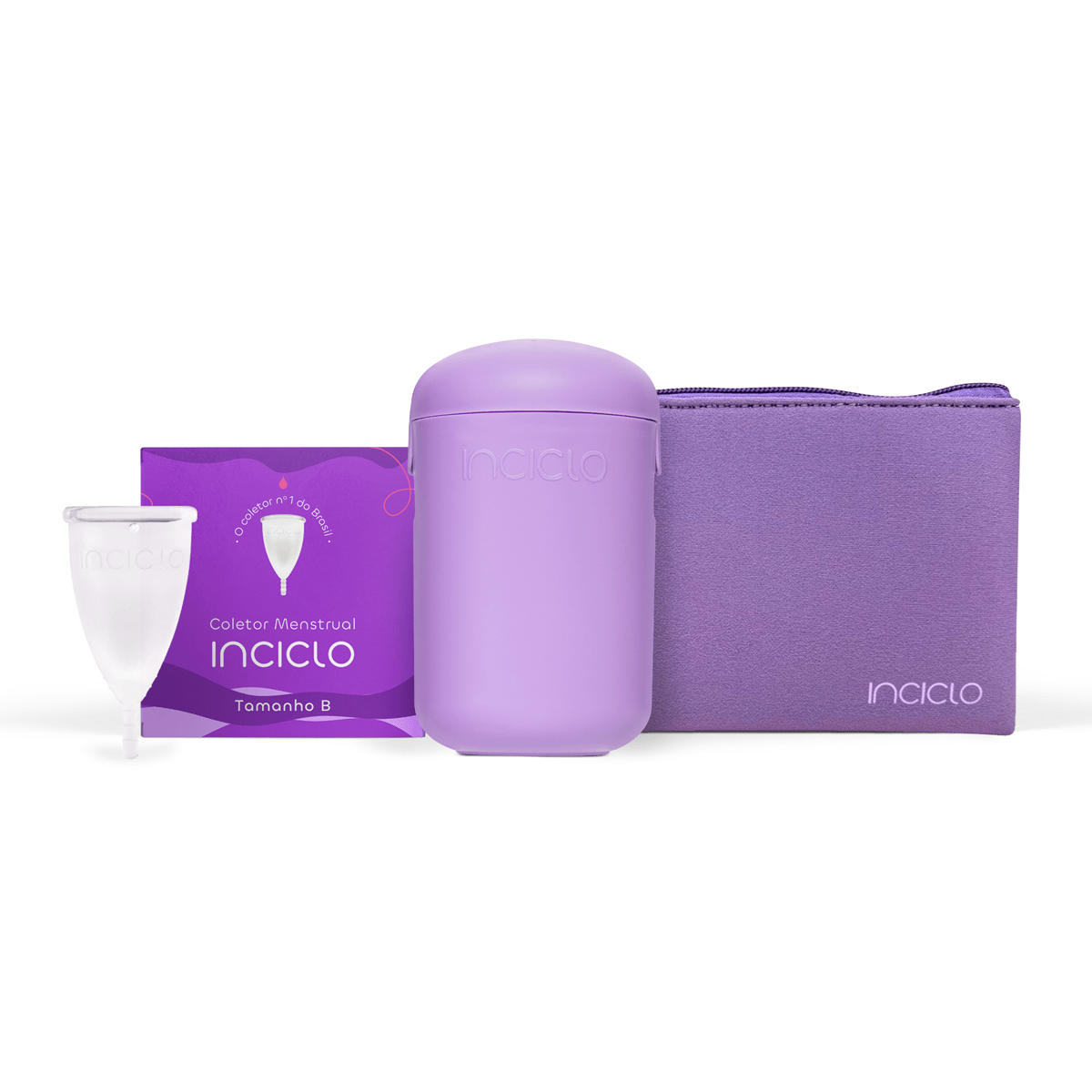 Encontraproduto.com.br - Kit Coletor Menstrual + Cápsula Esterilizadora + Necessaire Neoprene Inciclo A (a partir de 30 anos ou com filhos)
