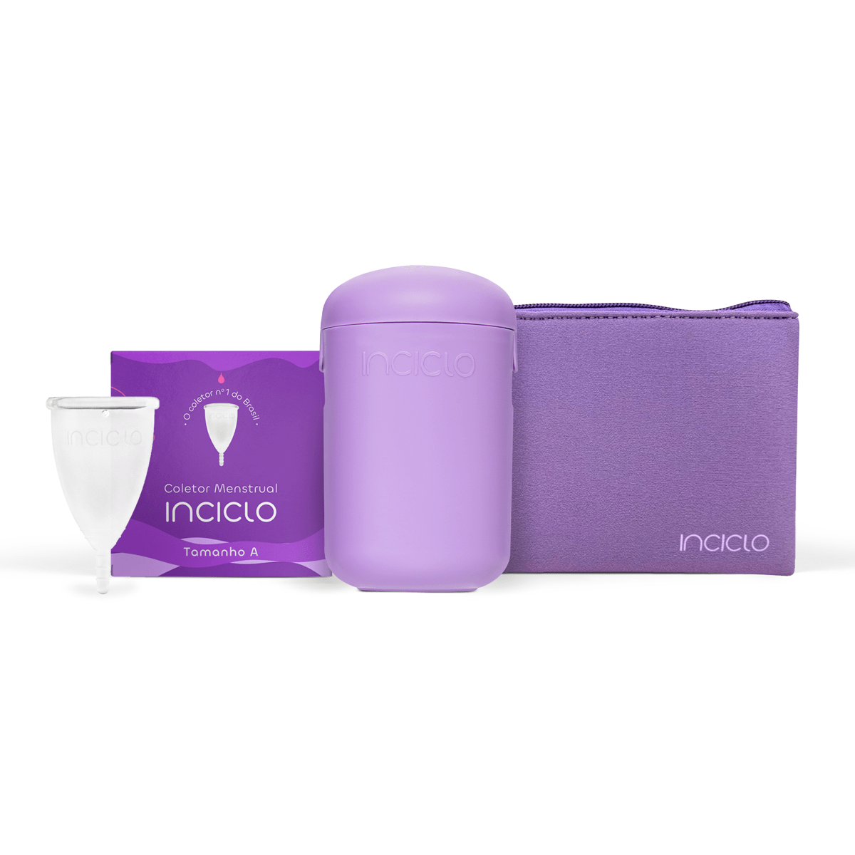Kit Coletor Menstrual + Cápsula Esterilizadora + Necessaire Neoprene Inciclo Teen (até 19 anos e sem filhos)