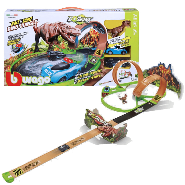 Encontraproduto.com.br - Pista Race E Chase - Dino Jungle - Gogears - Bburago