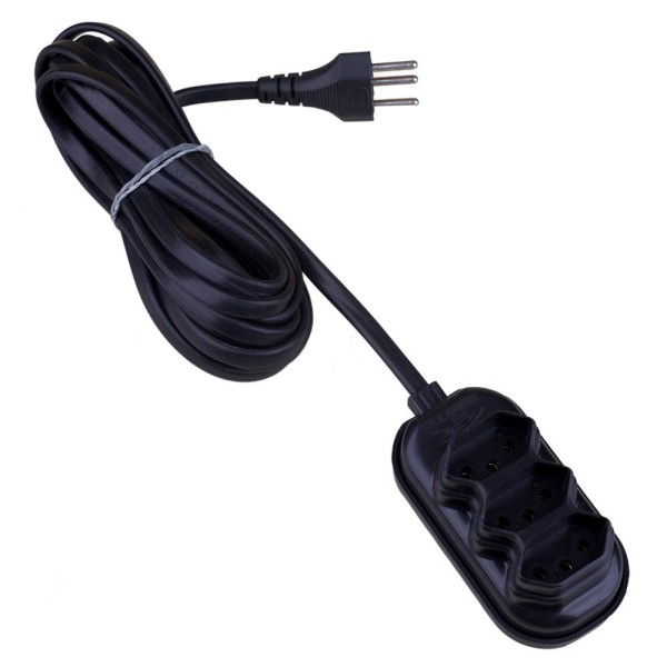 Encontraproduto.com.br - Extensão 5m 3 Tomadas 3P Elite Preta