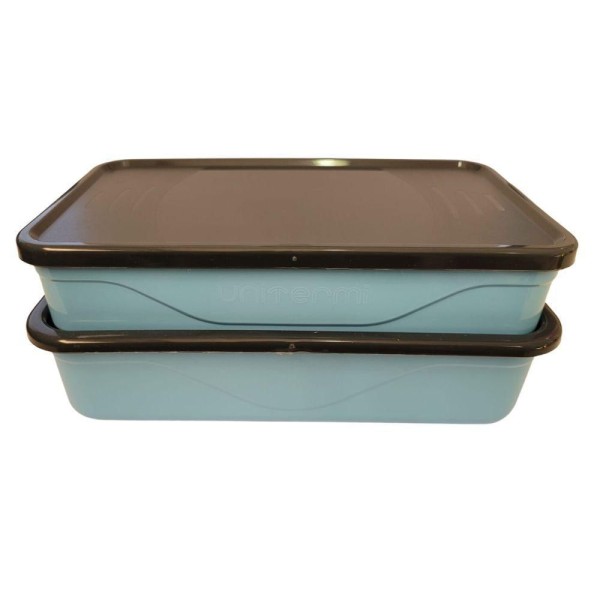 Encontraproduto.com.br - Marmita Fit Dupla 1,3l Azul Com Talher - Unitermi