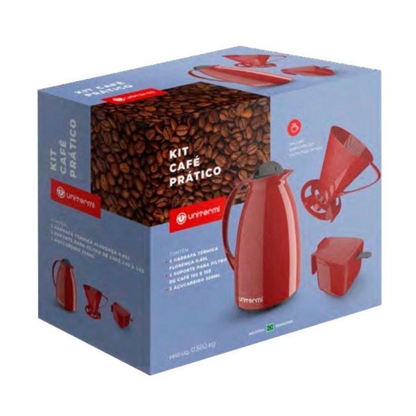 Encontraproduto.com.br - Kit Café Prático Unitermi – Vermelho