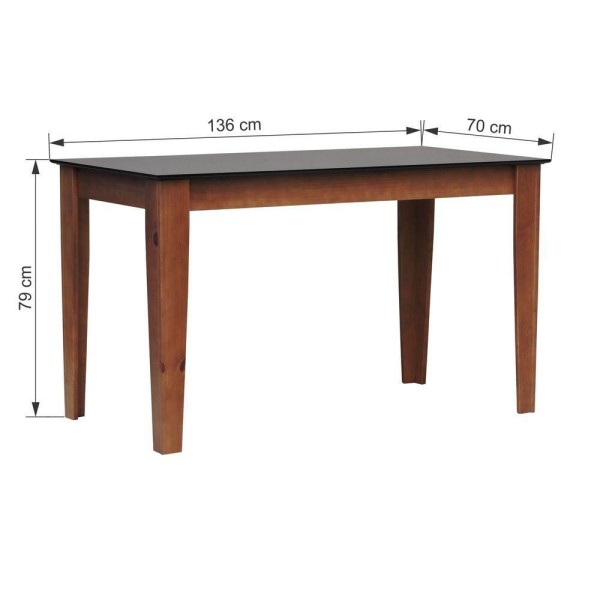 Encontraproduto.com.br - Mesa De Jantar Lyon Pés Madeira Maciça Tampo Mdf Laqueado 135x70 - Amêndoa Preto