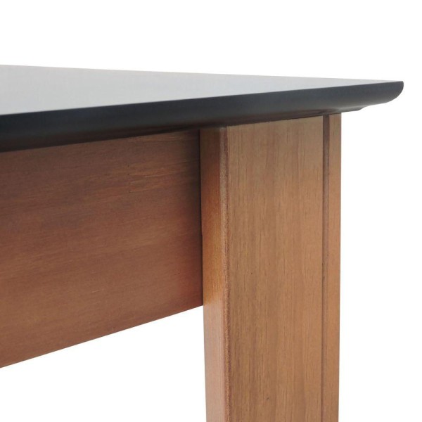 Encontraproduto.com.br - Mesa De Jantar Lyon Pés Madeira Maciça Tampo Mdf Laqueado 135x70 - Amêndoa Preto