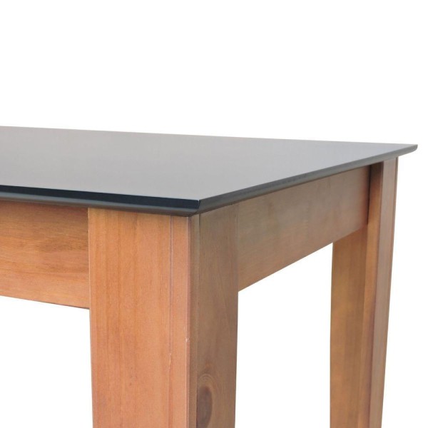 Encontraproduto.com.br - Mesa De Jantar Lyon Pés Madeira Maciça Tampo Mdf Laqueado 135x70 - Amêndoa Preto