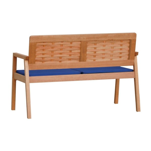 Encontraproduto.com.br - Sofá 2 Lugares-namoradeira Garden Madeira Maciça Assento Estofado Encosto Trançado Madeira - Natural Acquablock Azul