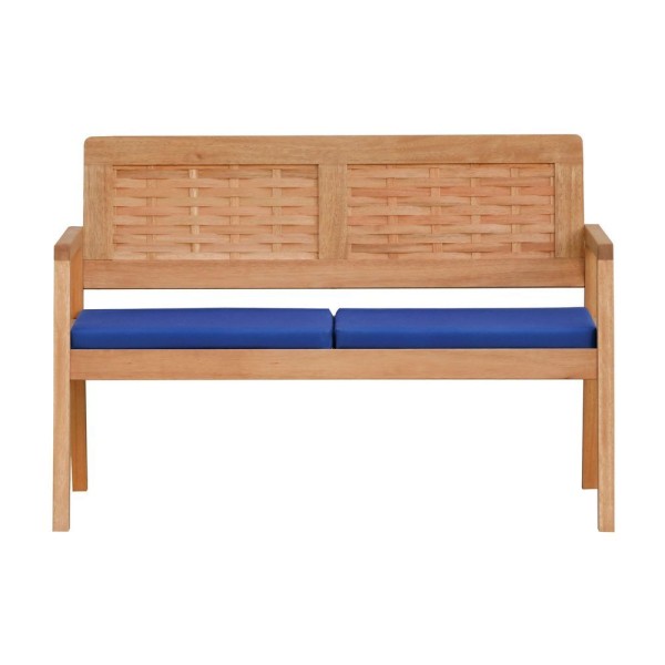 Encontraproduto.com.br - Sofá 2 Lugares-namoradeira Garden Madeira Maciça Assento Estofado Encosto Trançado Madeira - Natural Acquablock Azul