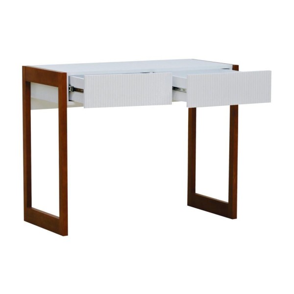 Encontraproduto.com.br - Aparador-escrivaninha Ondas 2 Gavetas - Amêndoa Branco