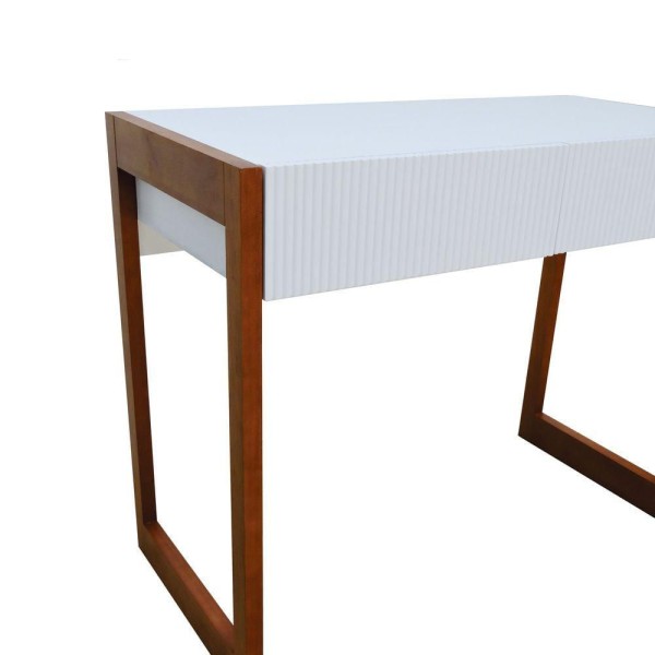 Encontraproduto.com.br - Aparador-escrivaninha Ondas 2 Gavetas - Amêndoa Branco