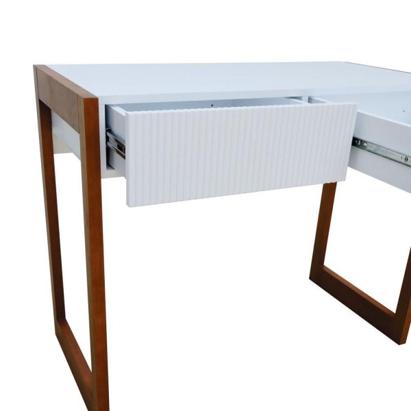 Encontraproduto.com.br - Aparador-escrivaninha Ondas 2 Gavetas - Amêndoa Branco
