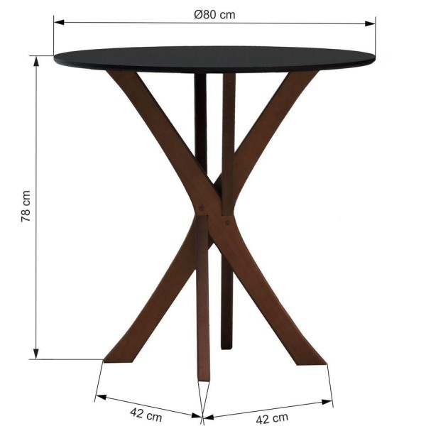 Encontraproduto.com.br - Mesa De Jantar Tiê Tampo Redondo ø80 Amêndoa-preto