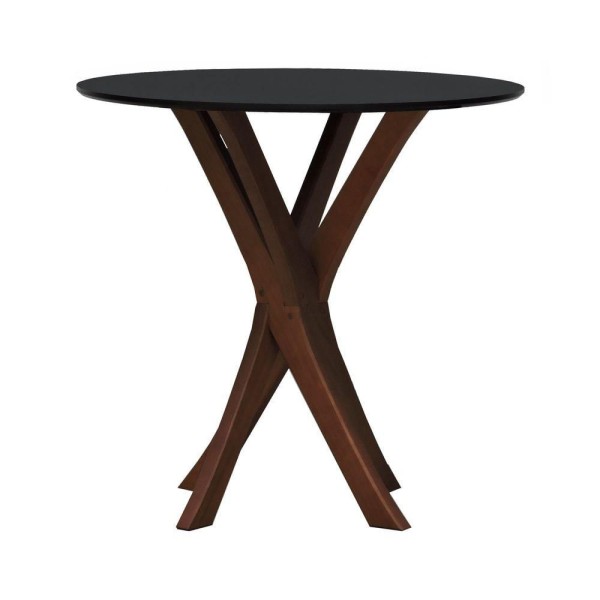 Encontraproduto.com.br - Mesa De Jantar Tiê Tampo Redondo ø80 Amêndoa-preto