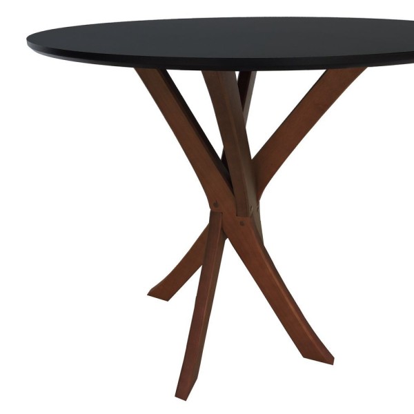 Encontraproduto.com.br - Mesa De Jantar Tiê Tampo Redondo ø80 Amêndoa-preto