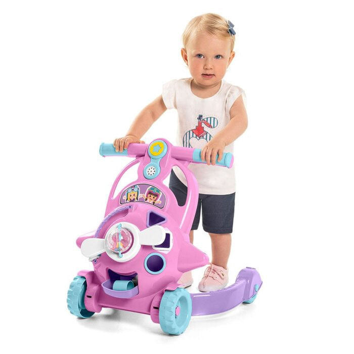 Encontraproduto.com.br - Andador Infantil - 2 em 1 - Com atividades - Bebê Aviador - Rosa - Tateti