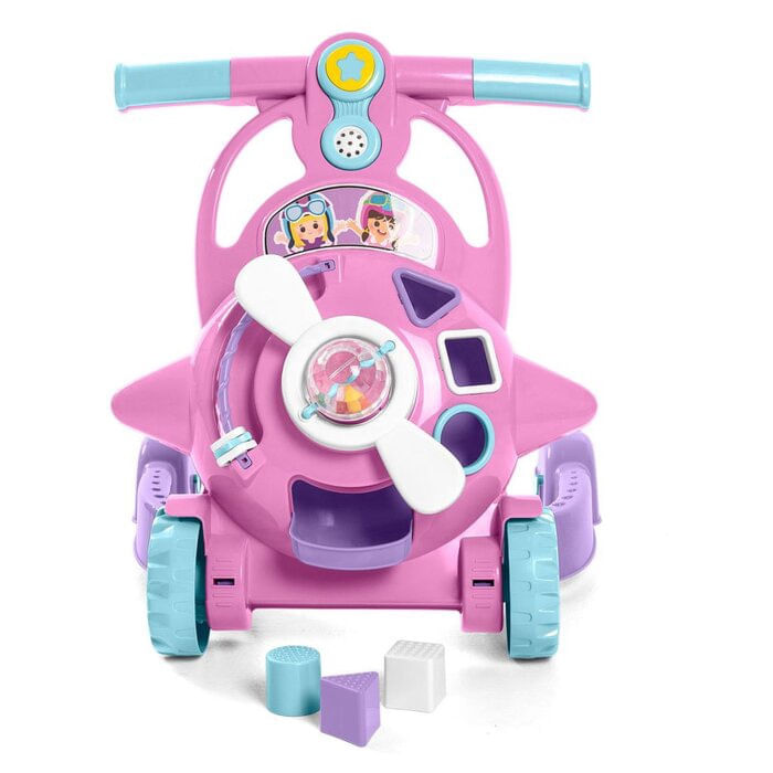 Encontraproduto.com.br - Andador Infantil - 2 em 1 - Com atividades - Bebê Aviador - Rosa - Tateti