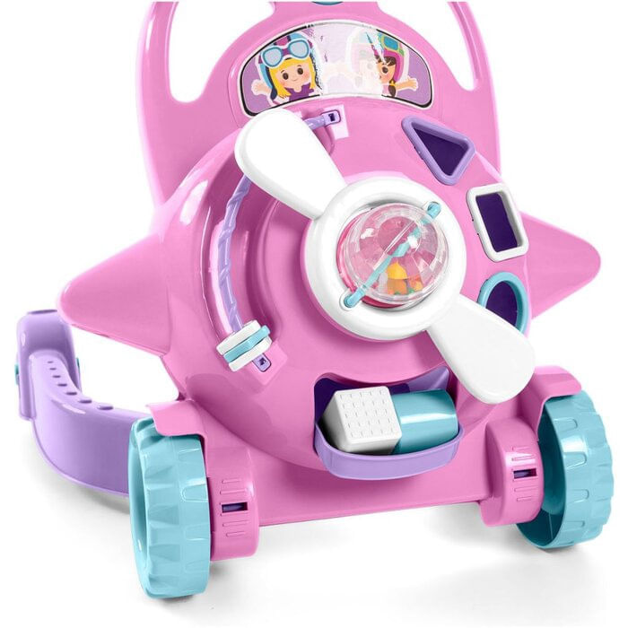 Encontraproduto.com.br - Andador Infantil - 2 em 1 - Com atividades - Bebê Aviador - Rosa - Tateti
