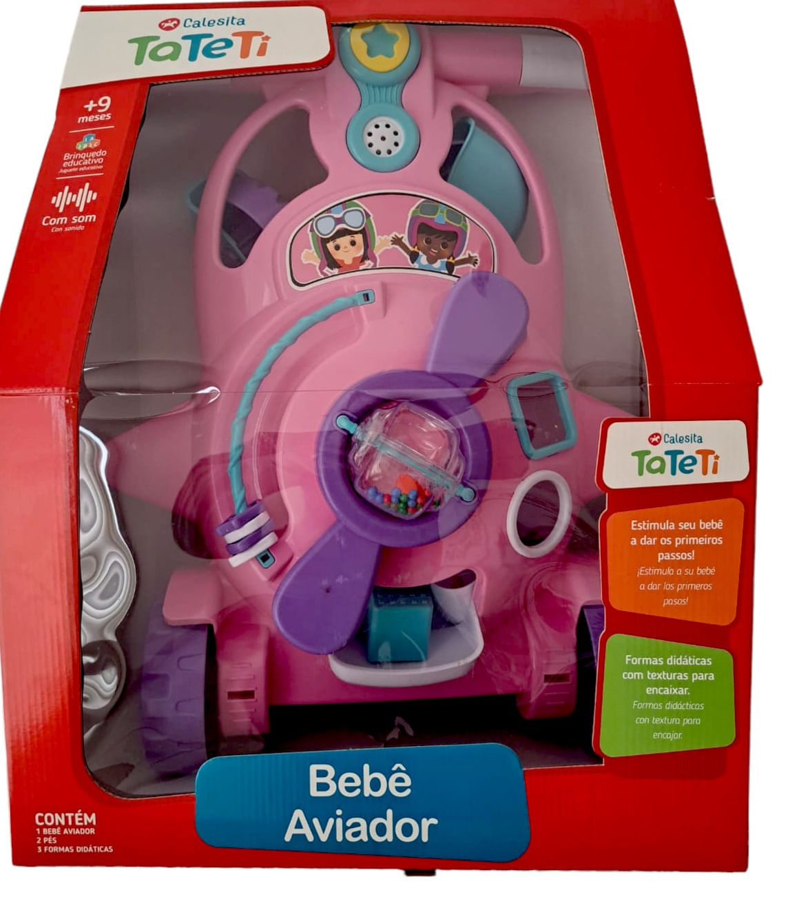Encontraproduto.com.br - Andador Infantil - 2 em 1 - Com atividades - Bebê Aviador - Rosa - Tateti
